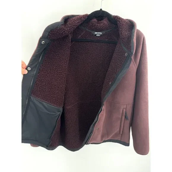 OUTDOOR RESEARCH Brown Juneau Fleece Hoodie Sweater Coat Size L Large